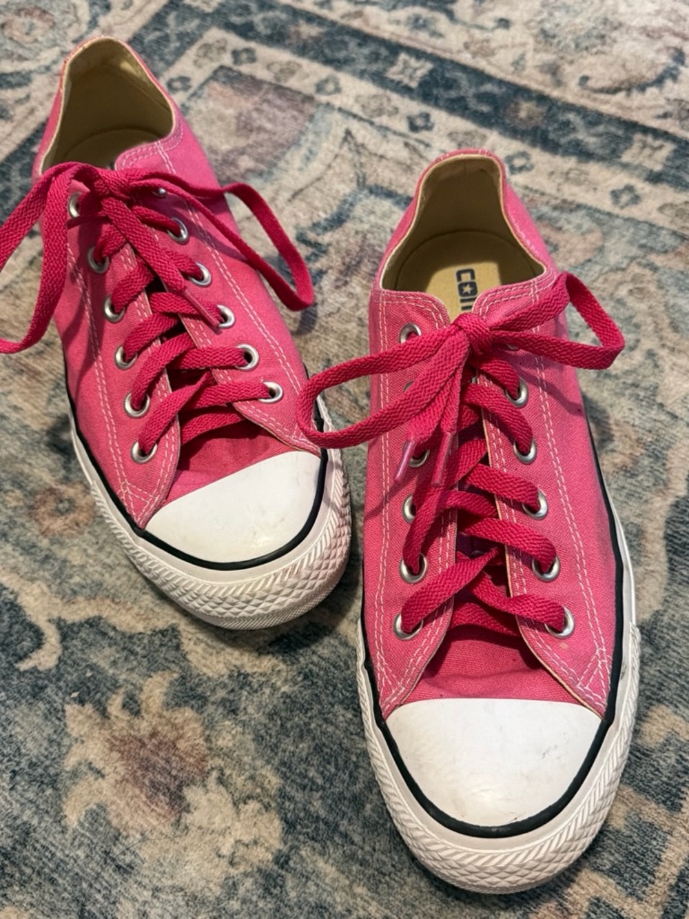 Pink Low-Top Canvas Sneakers
